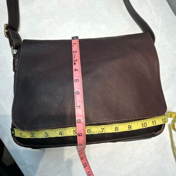 GH Bass Leather Purse Messenger Bag Brown Adjustable Shoulder Strap - Picture 10 of 14